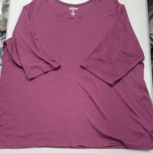 Roaman's Women's 3/4 Sleeve Maroon Top